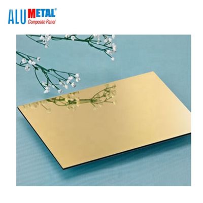 1220 X 2440mm χρυσός HDPE φύλλων καθρεφτών αλουμινίου B1 σύνθετος παχύς 0.5 χιλ. πυρήνας