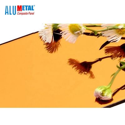 1220 X 2440mm χρυσός HDPE φύλλων καθρεφτών αλουμινίου B1 σύνθετος παχύς 0.5 χιλ. πυρήνας